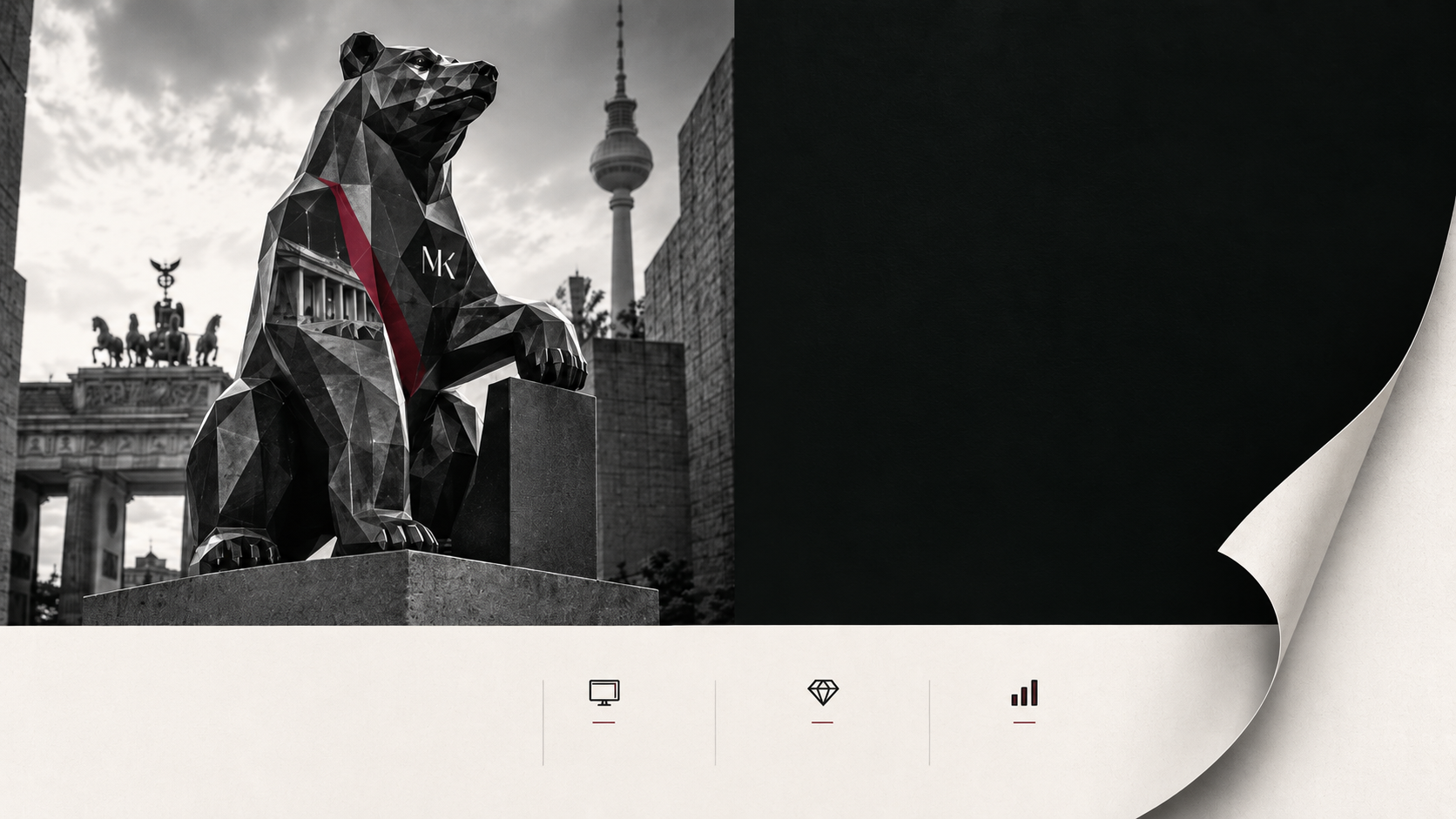Faceted Berlin bear in front of Berlin landmarks